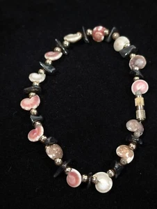 Vitnage Small Spiral Sea Shell Gray Hematite Stone Chip Beaded Bracelet 7 inch - Picture 1 of 13