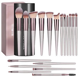 BS-MALL Makeup Brush Set 18 Pcs Premium Synthetic Foundation Powder Concealers E - Picture 1 of 12