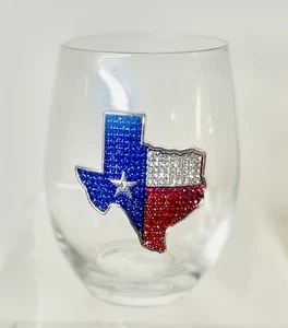 Stemless Texas Jeweled Wine Glass 21oz By Queen Jewel Rhinestone Bling Gift - Picture 1 of 5