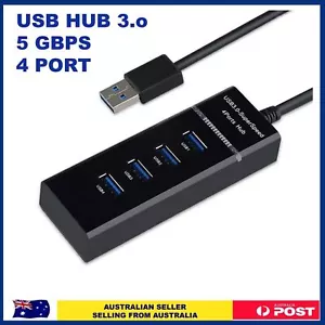 USB 3.0 Hub 4 Port High Speed Slim Compact Expansion Smart Splitter - Picture 1 of 7