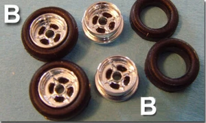 Vincent Wheels (B) (B) LOTUS CHROME W/TIRES FOR TJET Slot Car - Picture 1 of 2