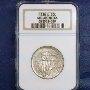 1938 D Oregon Trail Memorial Half Dollar 50c Commemorative - NGC MS 66 - Picture 1 of 6