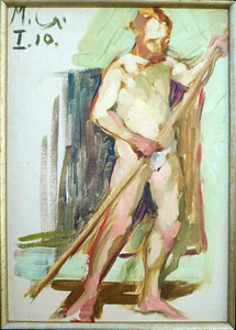 Kliefert-Gießen, Mathilde(1887Pries-1978Stralsund)"Stehender männlicher Akt.."Öl - Bild 1 von 8