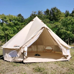 4-Season Bell Tent 4M Waterproof Canvas Glamping Yurt Teepee Tents & Stove Jack - Picture 1 of 16