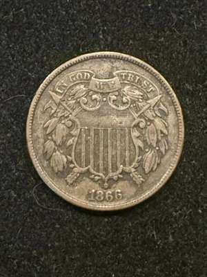 1866 2 CENT PIECE XF NICE ORIGINAL COIN - Image 1 of 2