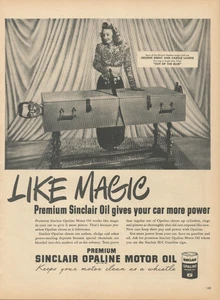 1947 Sinclair Opaline Motor Oil Like Magic George Brent Carolee Landis Print Ad - Picture 1 of 1