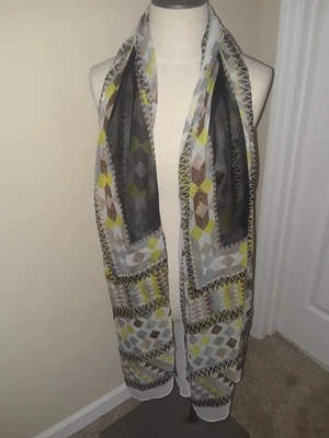 Theodora & Callum Marrón Negro Amarillo Geométrico Bufanda Chal Envoltura 78" Foto 1 de 4