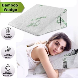 Cama grande de bambú con cuña almohada de espuma viscoelástica soporte trasero reflujo ácido cama elevada - Imagen 1 de 8