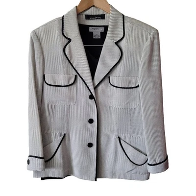 Chaqueta de vestir Blazer Jones New York negra lunares blanca, talla Aprox. 6 Foto 1 de 4