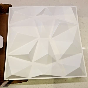 Box of 33 - 12X12 (30cm X 30cm) Art 3D Wall Panels A10315F White PVC Diamond - Picture 1 of 6