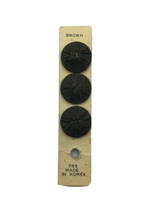 Buttons On The Card Brown Vintage # 765 Nylon Flat Back Made In Korea 1/2” New - Image 1 of 4