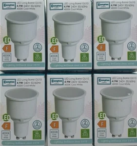 6 x Crompton 4.9W GU10 Long Neck LED bulb 74mm x 50mm 4000k Cool White 13469 - Picture 1 of 6