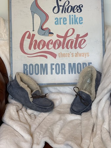 UGG Alena 1004806 ciabatte mocassino slip on blu scamosciato hi top donna taglia 8