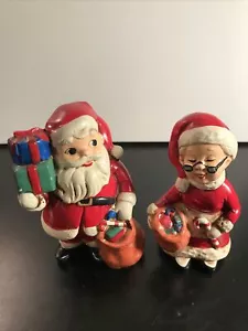 Vintage Christmas Ceramaic Santa Claus and Mrs Claus Figures Ardco Japan - Picture 1 of 12
