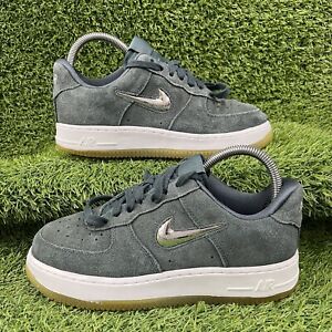 Nike Air Force 1 Chrome Jewel Green Suede White Trainers  Size UK 4 AO3814-300
