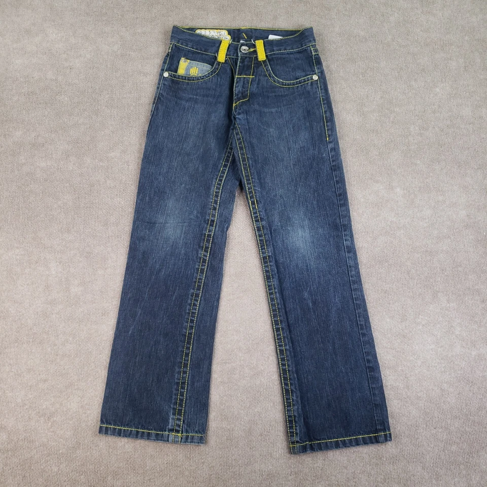 Pantalones de mezclilla Miskeen Jeans para hombre 29x31 azul amarillo bordado bolsillo patinador grunge Foto 1 de 4