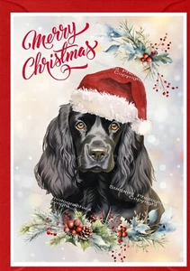 Cocker Spaniel Black Dog Christmas Card (4" x 6") - Blank inside - by Starprint - Picture 1 of 1
