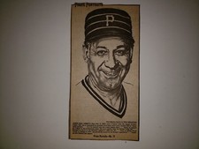 Joe Lonnett 1977 Pittsburgh Post Gazette Pirate Portraits Card RARE!