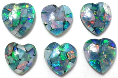 12 cabujones de ópalos de corazón magníficos multicolores de retazos cabinas de piedra preciosa 6x6 mm Foto 1 de 4