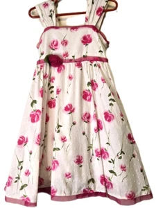 Pinky Dress Girls 5 Pink Floral Slvless Mesh Lined Fit & Flare Flower Girl Party - Picture 1 of 13