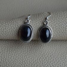 Beautiful Oval Black Onyx Earring 925 Sterling Silver Handmade Earring JMD07