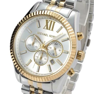 New Michael Kors MK8344 Lexington Chronograph White Dial 44mm Case Men's Watch