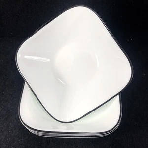 5 cuencos cuadrados de sopa de cereales bocetos Corelle 6,25" borde blanco negro - PLS LEER - Imagen 1 de 6