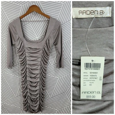 New $69 Arden B Size XS Evening Mini Dress Career party Event Ruffle Silver sexy - Image 1 of 4