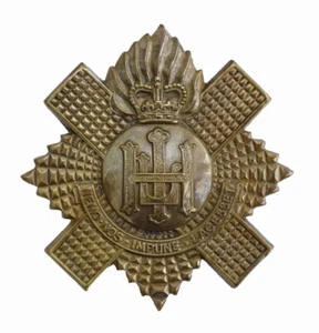 Queens Crown Highlanders Light Infantry Pipers Badge Messing Metall - Bild 1 von 1