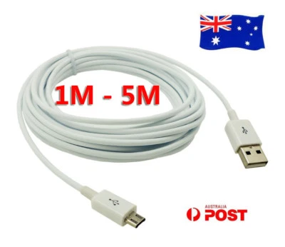 5M Extra Long Micro USB Data Sync Charger Cable Adapter Power Lead 3m 2m 1m Cord - Image 1 of 2