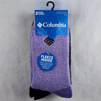 NUEVO Calcetines Columbia Fleece Line RCS610WFMAT2PR 2 PARES 1 púrpura 1 negro mujer 4-10 Foto 1 de 4