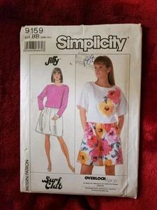Vintage 1989 Simplicity #9159 - Size BB (SM-XL) - Tops, Shorts, Skirt - Picture 1 of 3