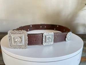 Vintage Brighton Leather Belt With Silver Conchos & Buckle. Gently used.  - Picture 1 of 6