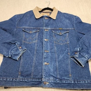 Vintage Wrangler Denim Trucker Jacket Men 46 Blanket Lined USA 80s Cowboy Rodeo - Picture 1 of 13
