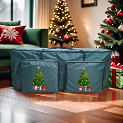 Christmas Tree Storage Bag with Double Zipper and Side Pouches for Accessories - Image 1 of 4