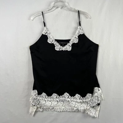 Camiseta sin mangas BCBG Maxazria Cami para mujer grande negra sin mangas encaje ribete fiesta Foto 1 de 4