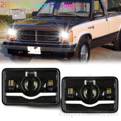 Faros LED cromados de 4x6" para camioneta Dodge Dakota 1987-1995 haz sellado alto/bajo Foto 1 de 4