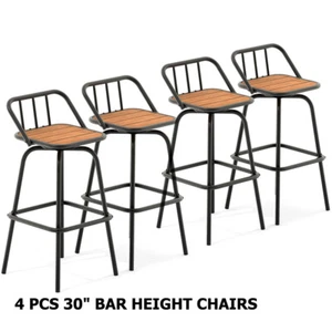 4PCS 30'' Height Swivel Bar Stools Chair Wood Seat Kitchen Patio Bar Stools Set - Picture 1 of 10