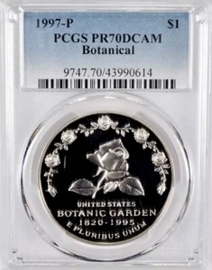 1997 BOTANIC GARDEN Silver Dollar PCGS PR70 💥FLAWLESS QUALITY💥 - Picture 1 of 1