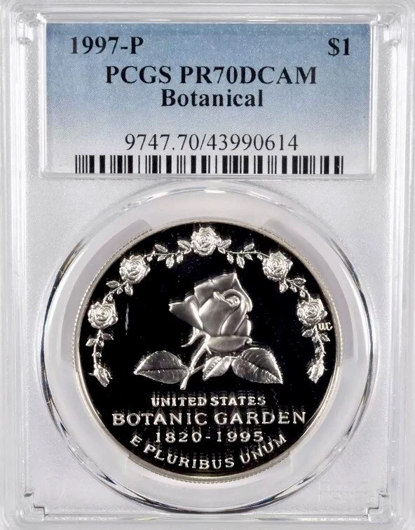 1997 BOTANIC GARDEN Silver Dollar PCGS PR70 💥FLAWLESS QUALITY💥 - Image 1 of 1