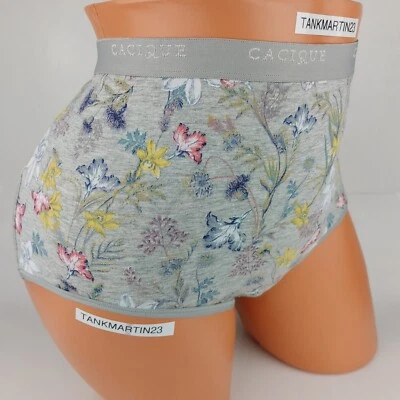 LANE BRYANT CACIQUE PLUS CALZONCILLO COMPLETO ALGODÓN 18/20 PANTY GRIS CON FLORES Foto 1 de 4