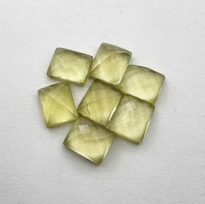 Lote de 7 piezas de piedra suelta rectangular de cuarzo limón natural corte a cuadros 10*12 mm 41 CT - Imagen 1 de 3