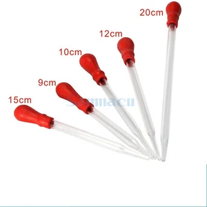 10 Stück Langlebig Lange Glas Pipette Tropfer Laborbedarf mit Roter Gummikappe - Bild 1 von 4
