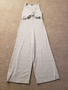 Zara Trafaluc Womens Small Gray Sleeveless Ribbed Ruffle Jumpsuit