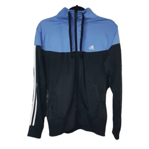 Adidas gym workout track jacket athletic 3 stripes sportswear women’s L blue - Picture 1 of 10