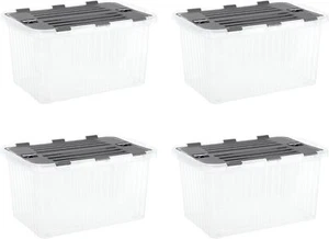 Superio 33L Hinged Lid Storage Tote, Stackable Storage Container w/ Lid, 4 Pack - Picture 1 of 2