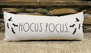 Rae Dunn Halloween Hocus Pocus Accent Throw Pillow 14”x 35” White - Picture 1 of 3