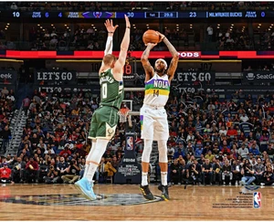 Brandon Ingram New Orleans Pelicans Unsigned Shooting vs. Milwaukee - Picture 1 of 1