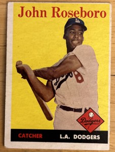 1958 Topps John Roseboro Baseball Card #42 Dodgers Low-Grade Fair