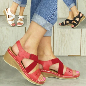 Zapatos de verano cómodos con suela acolchada elástica con cuñas para dama tallas para mujer - Imagen 1 de 29